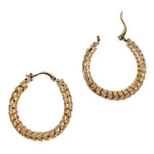 Gold Cut out Texture Hoop Earrings